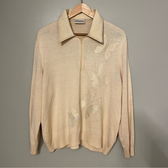 Philippe Marques Vintage Long Sleeve Collared 1/4 Zip Butterfly Sweater Size 16 - Picture 10 of 16